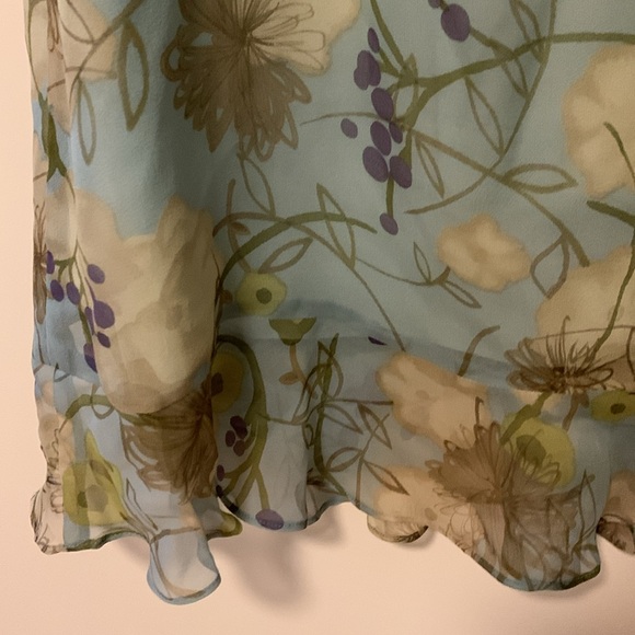 bcbg midi summer silk floral dress  blue/green/purple, lightweight - Picture 5 of 6